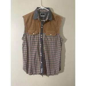 Woolf Originals Plaid Button‎ Up Rancher Farm Vest Men's L Outdoor